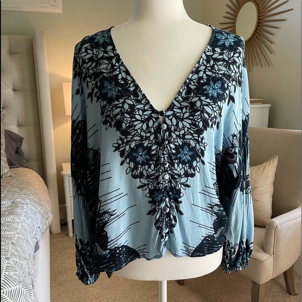Free People blue flowy top
